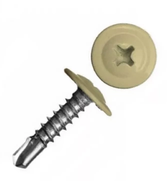 Саморез с прессшайбой, сверло, 4,2х19 RAL1014 бежевый фото 1