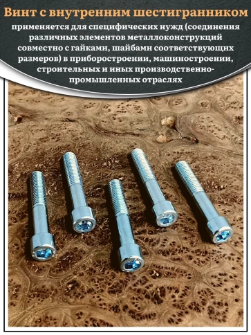 Винт под шестигранник НР 12х70 мм ОЦ к.п.8.8 DIN912, 10 шт. фото 4