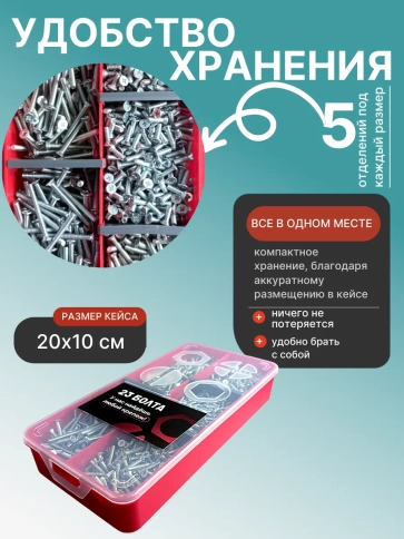 Винты потайные ОЦ М3 DIN 965 PH в органайзере НАБОР 1 фото 5