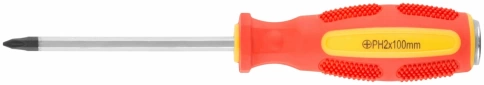 Отвертка ударная,шестигранное жало с бойком 6х100 мм PH2, CrV, прорезиненная рукоятка фото 1