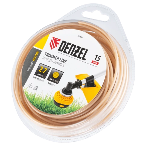 Леска для триммера армир.алюминием круглая 2,7мм х 15м блистер ALUFLEX Denzel фото 1