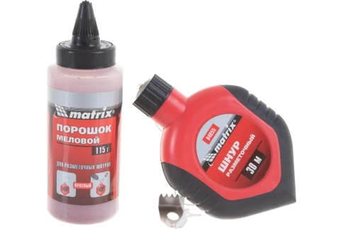 Шнур разметочный пласмассовый обрезиненный корпус, порошок красный Matrix фото 1