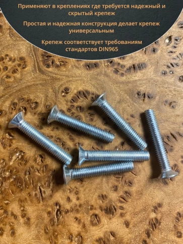 Винт потайной оцинкованный 5х25 DIN965, 50 шт. фото 4