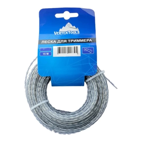 Леска для триммера витой квадрат с сердечником 2,4 мм V 15 м  VERTEX фото 2