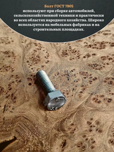 Болт без покрытия 6х16 мм ГОСТ 7798, 10 шт. фото 4