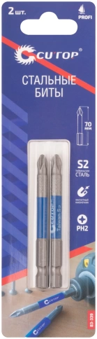 Биты стальные CUTOP Profi PH2 70 мм 2шт (CUTOP) фото 3