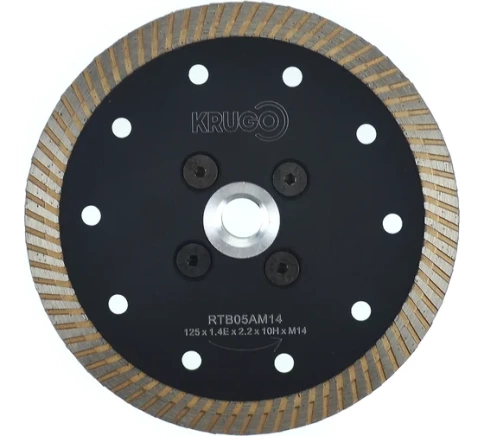Диск алмазный турбо с фланцем по граниту 125х1,4Ех2,2х10НхМ14 KRUGO фото 1