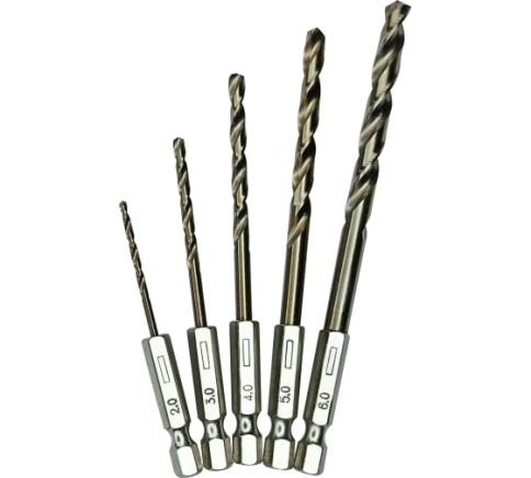 Набор сверл по металлу 2,3,4,5,6 мм шестигранн.хвостовик фото 1