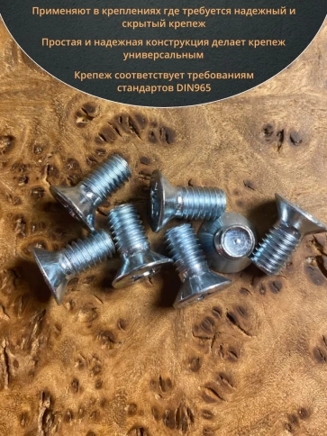 Винт потайной оцинкованный 6х12 DIN965, 10 шт. фото 4