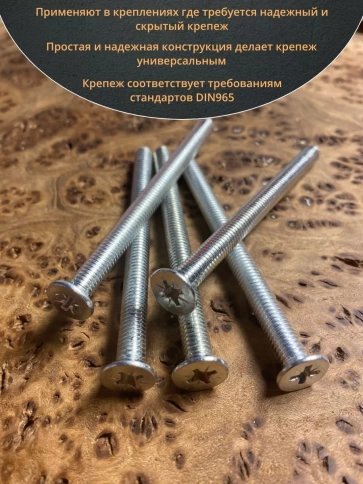 Винт потайной оцинкованный 6х80 DIN965, 100 шт. фото 4