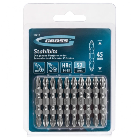 Биты двухсторонние сталь S2 PH2-PZ2х45 Gross фото 1