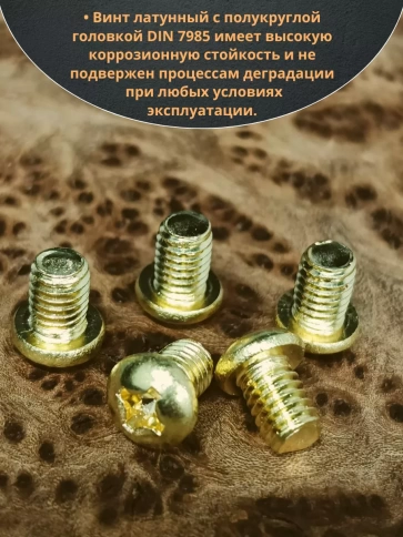 Винт 5х10 латунный с полукруглой гол. DIN7985,10 шт фото 4