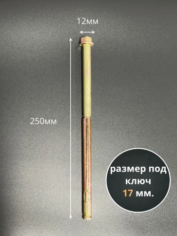 Анкерный болт с гайкой 12х250 мм, 10 шт. фото 2