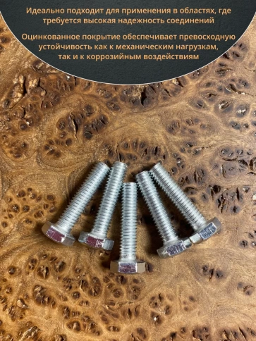 Болт высокопрочный оцинкованный М6х25 к.п.8.8 DIN933 (10 шт) фото 4