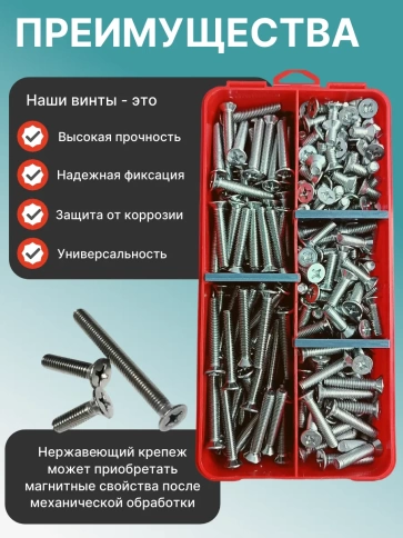 Винты нержавеющие М6 DIN 965 PH в органайзере НАБОР 2 фото 4