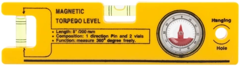 Уровень Мини пластиковый с угломером 200 мм  фото 1