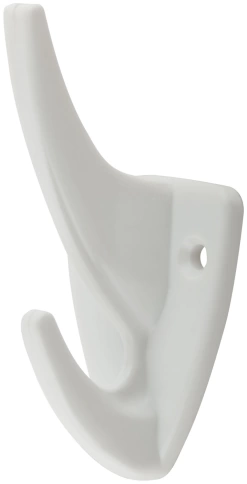 Крючок-вешалка 2-рожковый пластик.белый фото 1