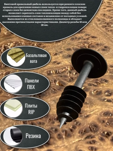 Дюбель кровельный винтовой для теплоизоляции 28х110 мм фото 3
