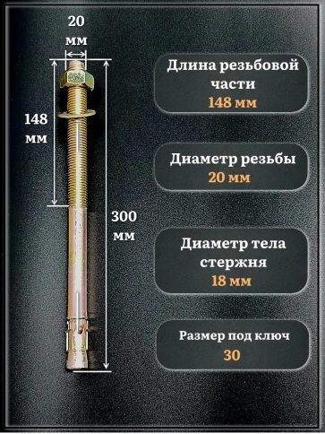 Анкер клиновой 20х300 фото 7