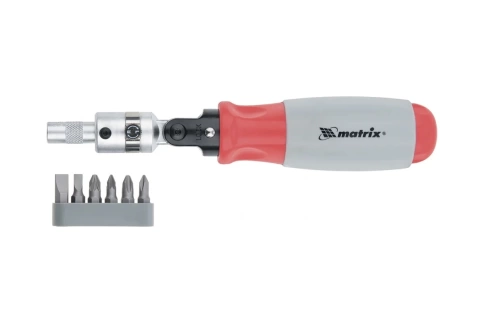 Отвертка реверсивная, поворотная головка, набор бит, CrV, 6 шт Matrix фото 1