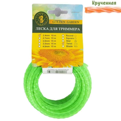 Леска для триммера крученая d-2,4 мм 15 м TDA-300 фото 1