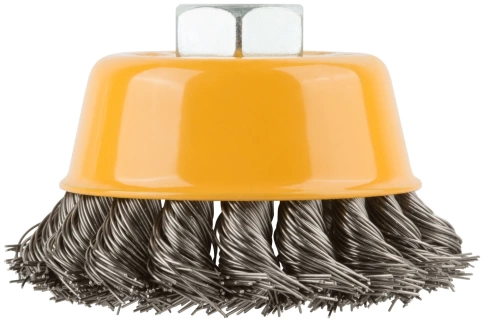 Корщетка-чашка, гайка М14, витая проволока, нерж.сталь 75 мм фото 4