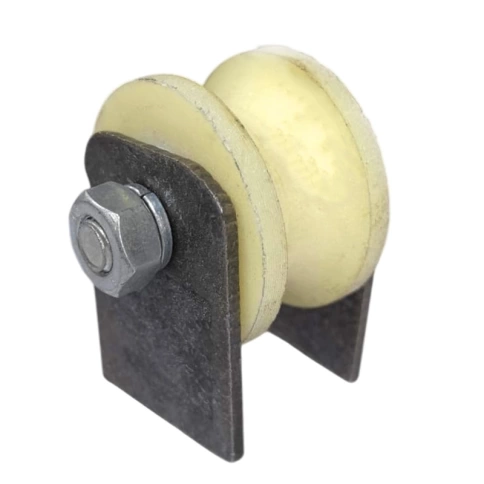 Ролик d50 мм Р2523 на пластинах под трубу 1/2 d20 мм, капролон фото 2