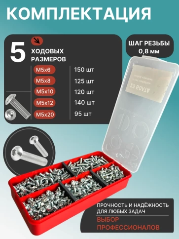 Винты с шестигранником М5 ОЦ 7380 к.п.10.9 органайзер НАБОР2 фото 2