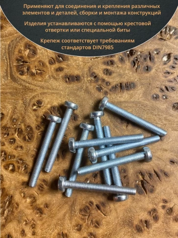 Винт с полукруглой головкой М3х20 ОЦ DIN7985, 100 шт. фото 5