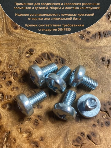 Винт с полукруглой головкой М5х8 ОЦ DIN7985, 10 шт. фото 4