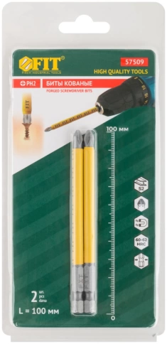 Биты кованые, сталь S2, одностор. РН2, 2шт. Профи, блистер фото 3