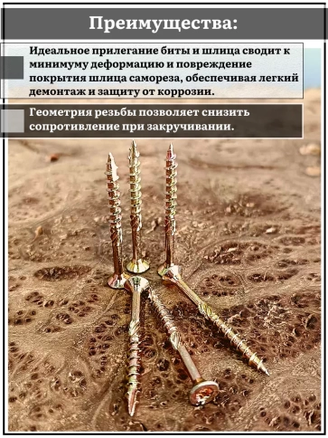 Саморез по дереву потайной Torx 5х50 ЖЦ, 50 шт. фото 3