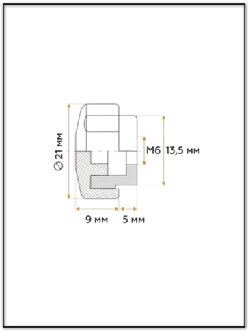 Ручка фиксатор барашек разборный d21 болт М6 (не в комплекте), 2 шт. фото 2