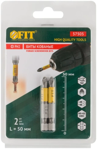 Биты кованые, сталь S2, односторонние 50 мм РН2 Профи фото 1