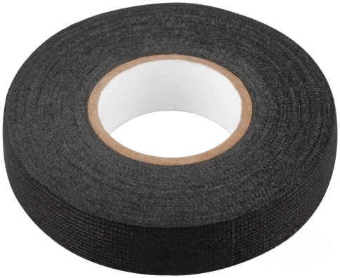 Лента тканевая на флисовой основе ПЭТ 19мм х 0,3мм х 15м черная фото 1