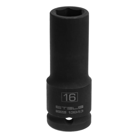 Головка ударная удлиненная 6-гранная 16 мм CrMo 1/2 Stels фото 1