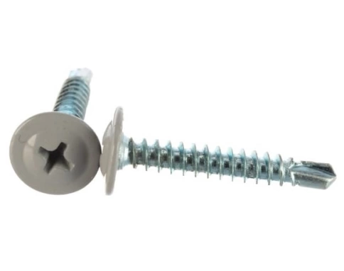 Саморез с прессшайбой, сверло, 4,2х25 RAL7024 серый фото 1