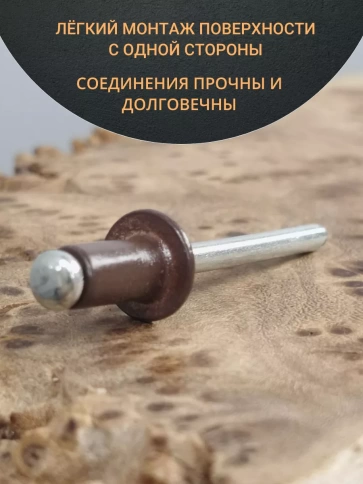 Заклепка вытяжная М3,2х8 алюминий RAL8017(коричневая),50 шт. фото 3