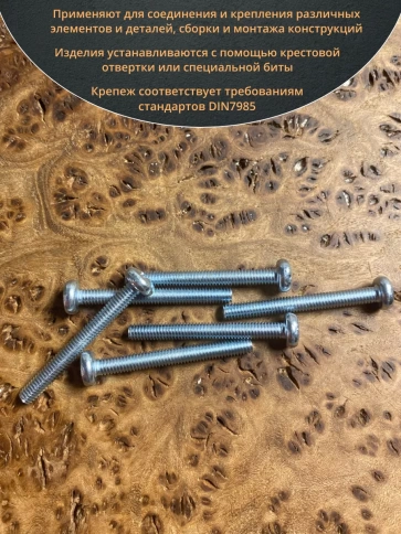 Винт с полукруглой головкой М4х25 ОЦ DIN7985 ,  100 шт. фото 4