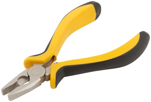 Плоскогубцы комбинированные мини Профи, черно-желтые мягкие ручки, никелированное покрытие 125 мм фото 2