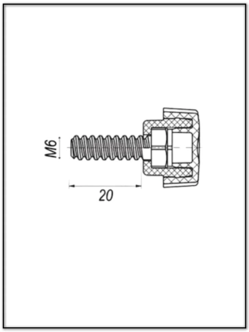 Ручка фиксатор барашек разборный d21 с болтом М6х20, 10 шт. фото 2