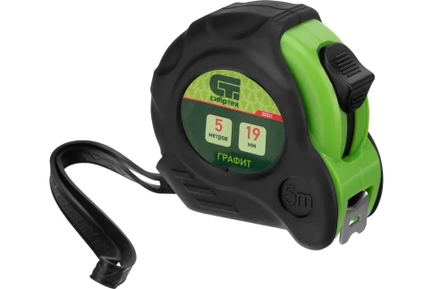 Рулетка Графит обрезиненный корпус амортизатор 5м х19 мм Сибртех фото 1