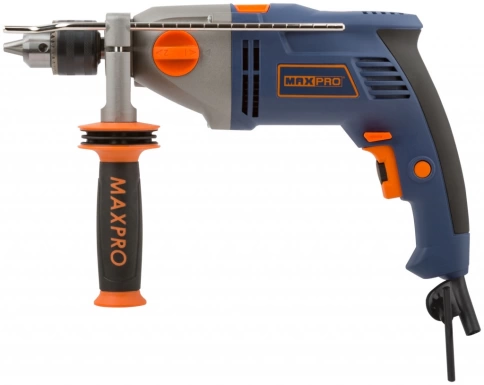 Дрель ударная 1050 Вт; 0-1100/2800 об/мин, ключевой патр., антивибр.руч.,резин.вст.,мет.корп.MAX-PRO фото 1