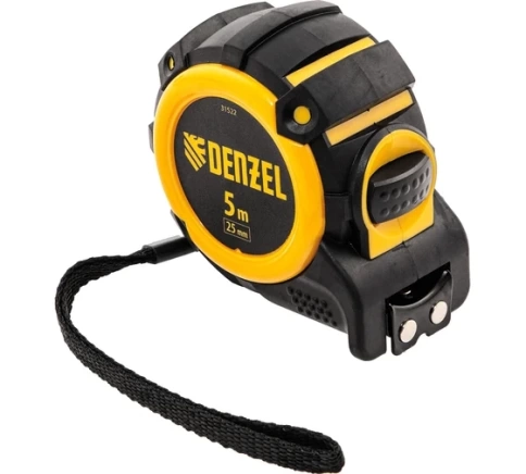 Рулетка магнитн.зацеп  двухст.шкала нейлон.покр. автоматич. 5м х 25 мм Denzel фото 1