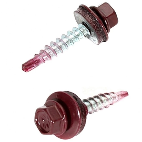 Саморез кровельный, 5,5х25 винно-красный RAL3005 1000 шт фото 5