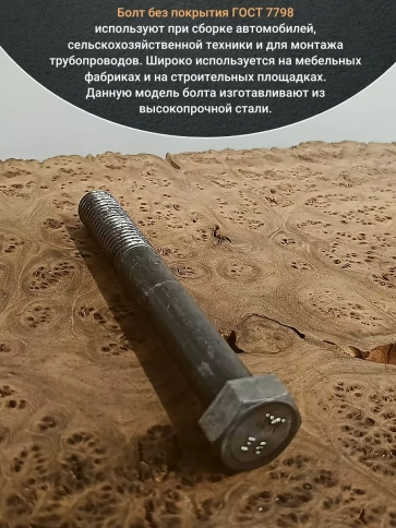 Болт без покрытия 20х160 мм ГОСТ 7798, 2 шт. фото 4