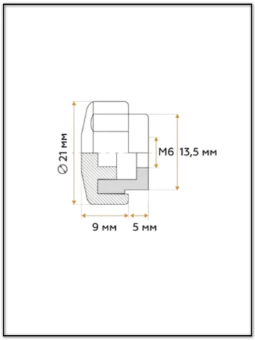 Ручка фиксатор барашек разборный d21 с гайкой М6, 10 шт. фото 2