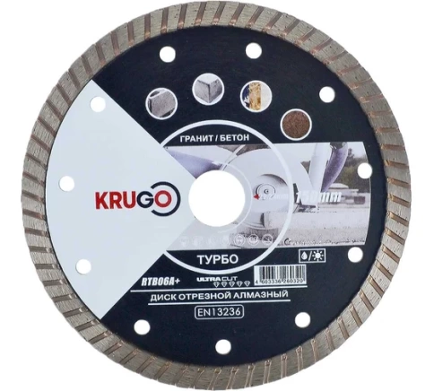 Диск алмазный турбо по граниту 180х2,4х22,23х10 мм KRUGO фото 1