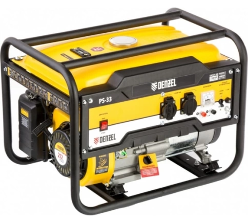 Генератор бензиновый PS-33 3,3 кВт 230 В 15 л ручн. стартер Denzel фото 1