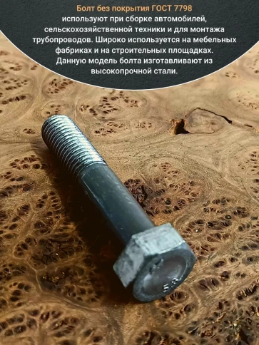 Болт без покрытия 14х80 мм ГОСТ 7798, 10 шт. фото 4